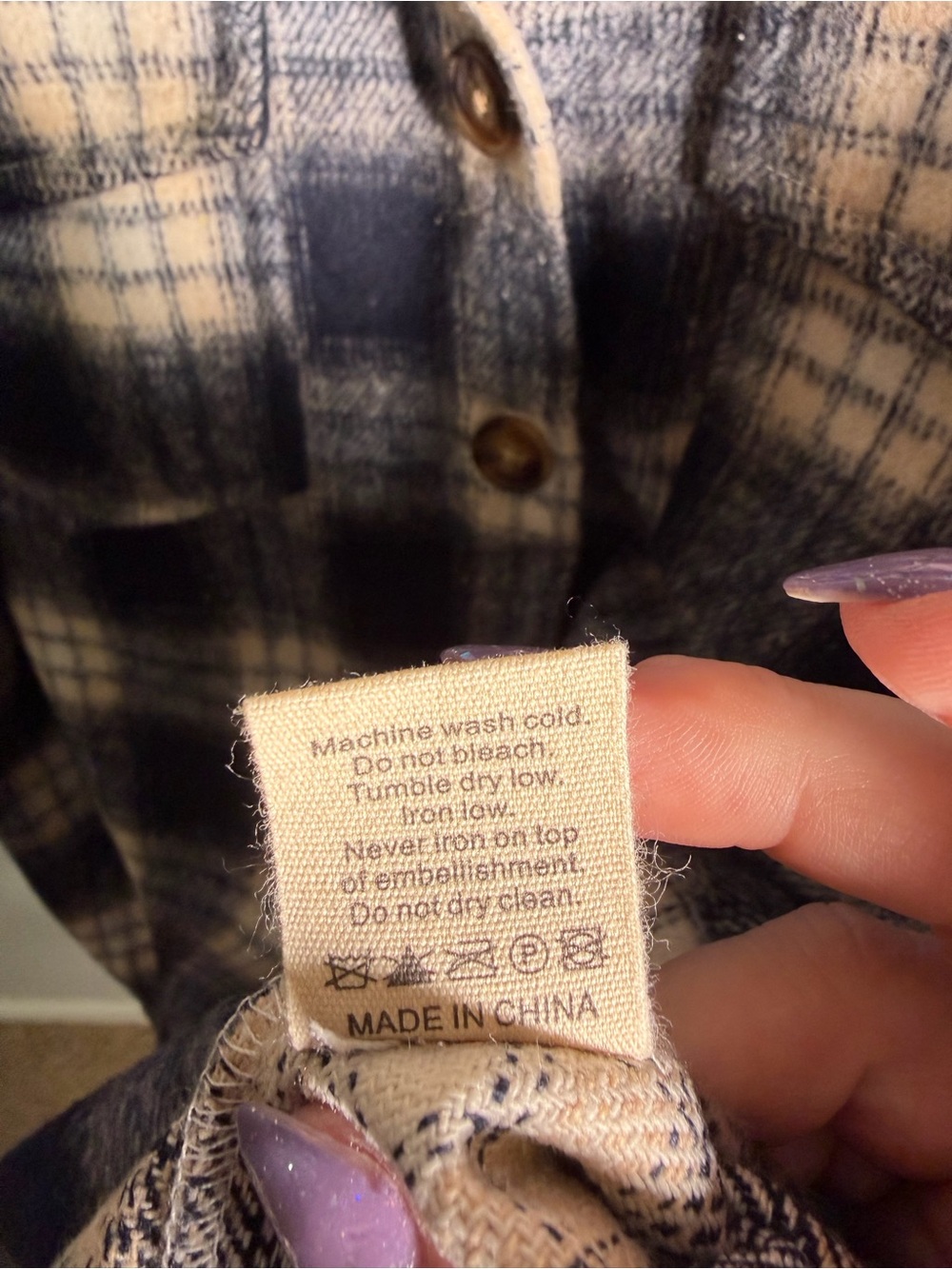 Chic Soul Plaid Button Up Shacket Navy Cream 1XL - Picture 7 of 7